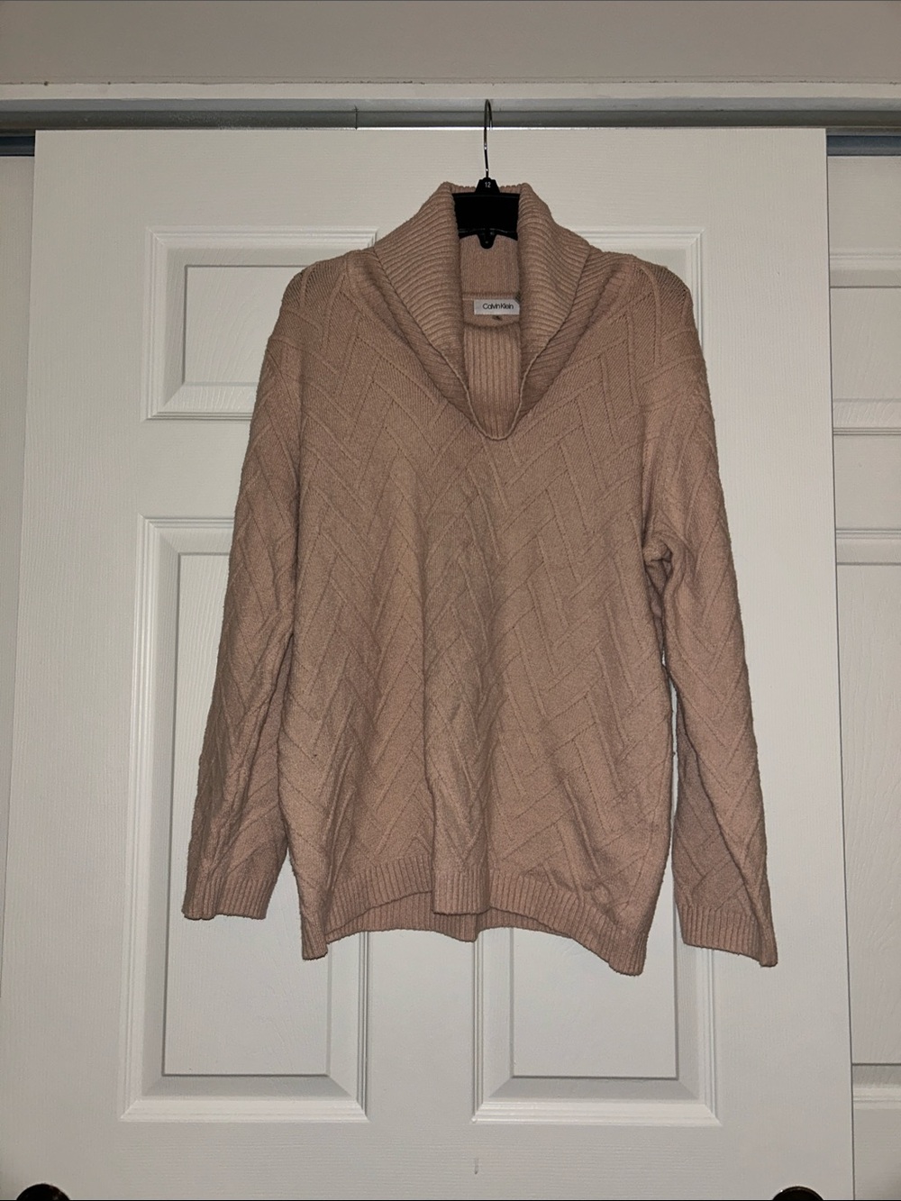 Calvin Klein Blush Cable Knit Cowl Sweater